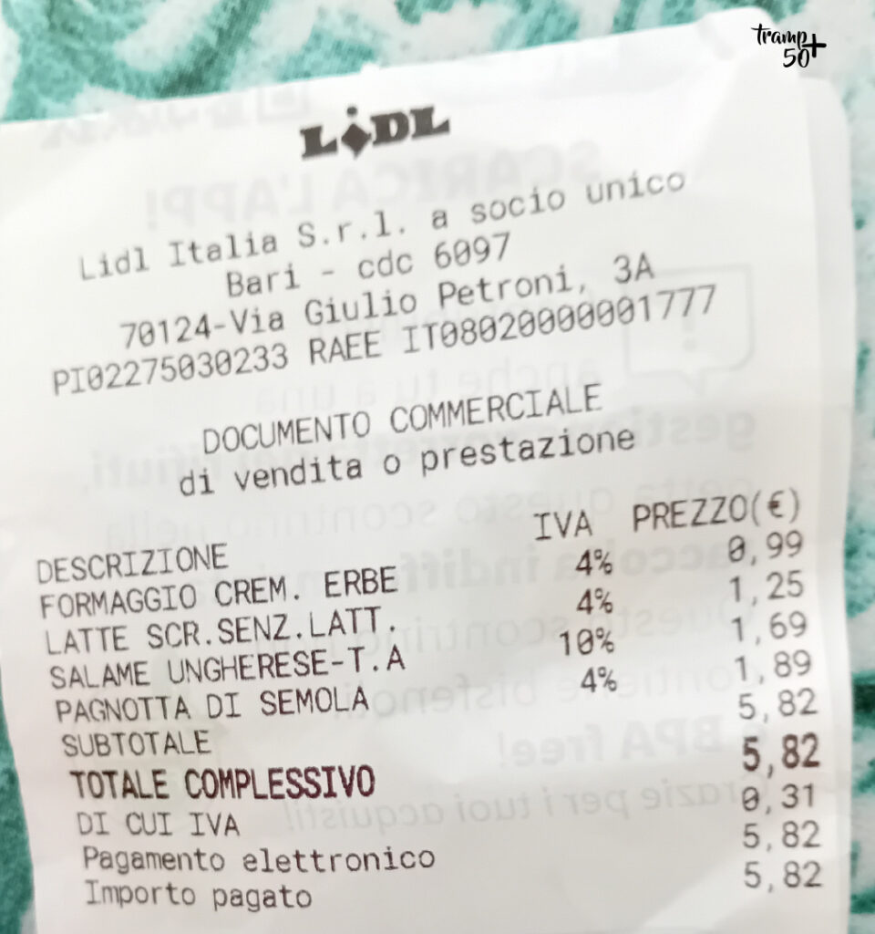 Koszy w Apulii - paragon z Lidl