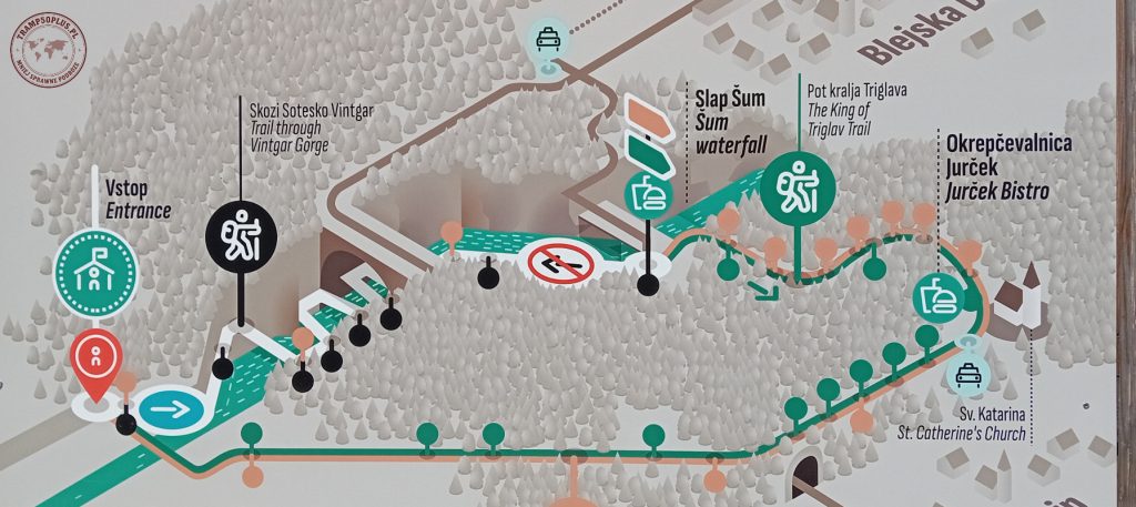 Mapka sytuacyjna zwiedzania wąwozu
